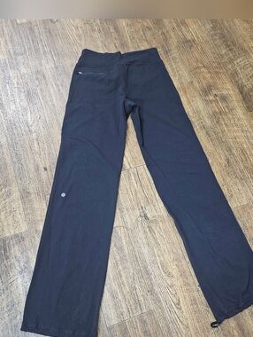 Lululemon Black Still Pant Sz 4 Wide Leg Yoga Cinch Hem Drawstring ElasticWaist